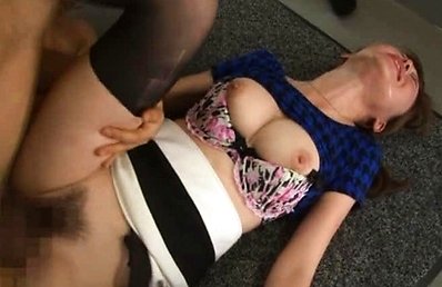 Rika Sugisaki gets fucked on her office floor by two studs