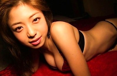 Shizuka Nakamura Asian has hot round boobies in red satin bra