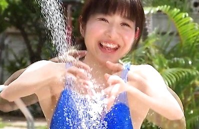 Yuki Suzuki Asian with very naughty ass enjoys water at the pool