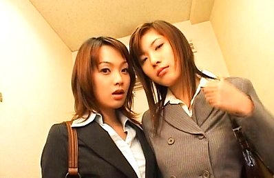Riko Tachibana Asian and babe in office suits have cum on lips