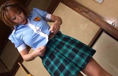 Reiko Kagami Asian takes her uniform off and exposes big assets