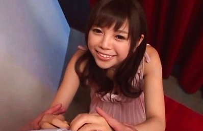 Rina Itou Asian in cute dress smiles and licks boner very well