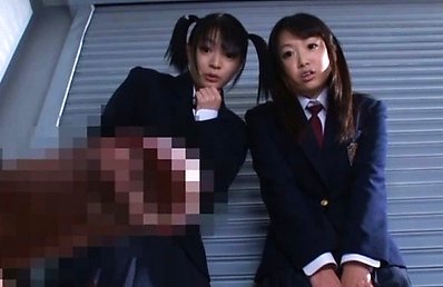 Japanese AV Model and nymphet in uniform watch man masturbating