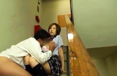 Japanese AV Model in uniform has boobs sucked and touched by man