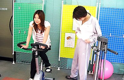 Pretty Japanese Haruna Sakurai enjoys pussy pounding from her perverted gym instructor