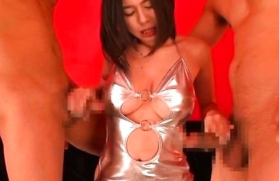 Aimi Yoshikawa busty gets cock under satin while sucking woody