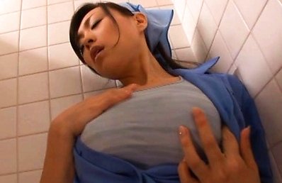 Reiko Nakamori nurse in mini skirt is felt up in the bathroom