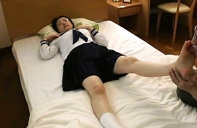 Azumi Mizushima with specs has soles licked and slit fucked doggy