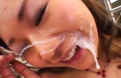 Miruku Matsusaka Asian gets oil on big boobs and cumshot on face