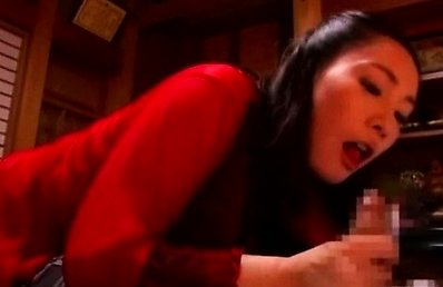 Mika Nanase Asian in red lingerie sucks cock and rides man mouth