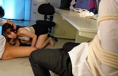 Yui Hatano is often getting fucked at work, although her husband did not know that, till recently, when he stopped by to pick her up and saw what was