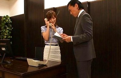 Kokone Mizutani Asian shows boobs and pussy to her boss at office