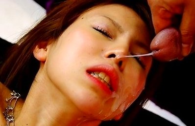 Hot Japanese babe Rino Asuka gets possessed by evil spirits and enjoys in a hardcore group sex on a tv show in order to get the evil spirits out of he