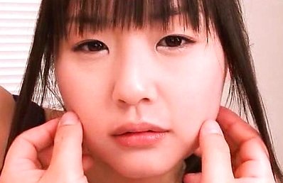 Tsubomi Asian chick in bath suit has pretty face and lips touched