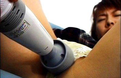 Susuna Ogura Asian in socks gets vibrator over pussy in panty