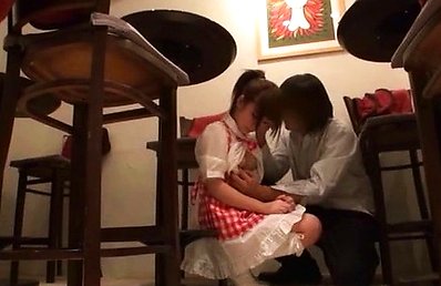 Japanese AV Model in sexy house keeper outfit strokes phallus
