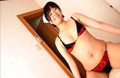 Miyo Ikara Asian nurse shows huge knockers in sexy lingerie