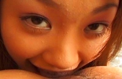 After giving a tender blowjob, this cute ans shy Japanese schoolgirl gets her first cock in her tight Asian pussy. She gets deeply fucked from behind