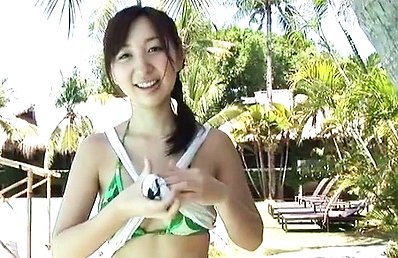 Riho Iida Asian with playful boobies enjoy her holiday in nature