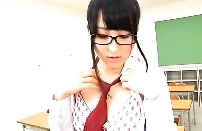 Satoko Hirano Asian busty starts to undress uniform in classroom