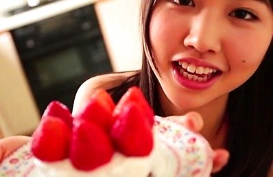 Miku Takaoka Asian in kinky outfit learns how to make a cake