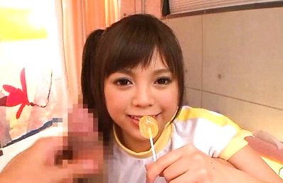 Rina Itou Asian in cute outfit licks penis and candy so well
