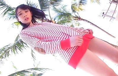Miyu Suenaga Asian shows hot ass cheeks under blouse outdoor