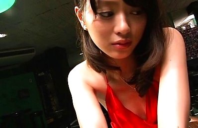 Rio Uchida Asian with sexy lips outs elegant dress for pool
