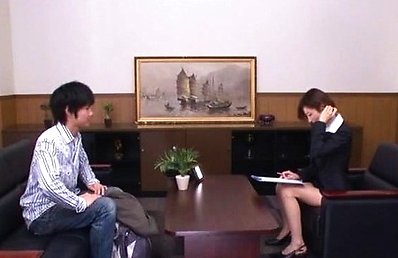 Akari Asahina Asian has snatch licked by guy who wants a job