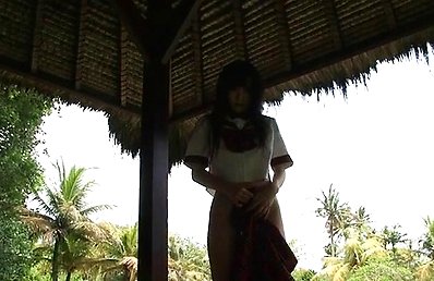 Megumi Aisaka Asian takes skirt off and shows ass cheeks outdoor
