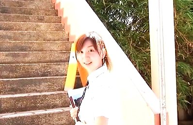 Riho Iida Asian in school uniform is very happy to go to classes