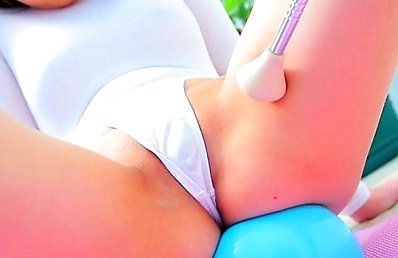 Maaya Kawa Asian sucks dildo and shows peach in gym exercises