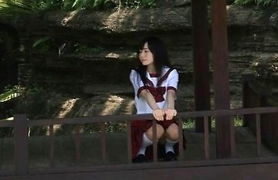 Megumi Aisaka Asian in school uniform spends her time in nature