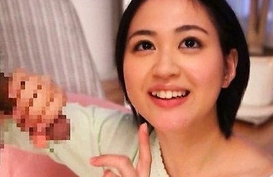 Erina Nagasawa Asian smiles while rubbing tool and licks the head