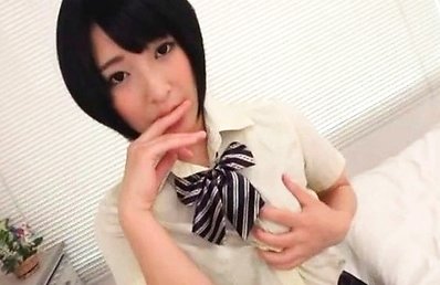 Amateur Asian doll shows naughty tongue and fondled her boobies