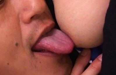 Japanese AV Model reeives warm stimulation on her amazing tits