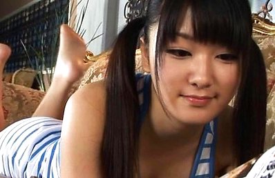 Nana Usami Asian takes thong off and has hairy cunt fingered