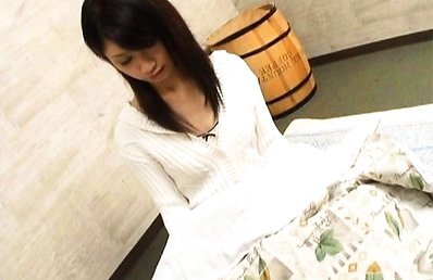 Miki Uehara Asian with white sweater has racy push ups exposed