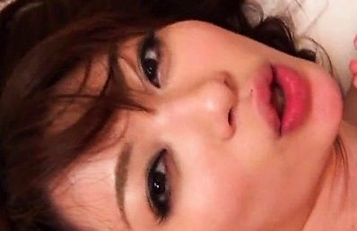 Akari Hoshino Asian with big jugs gets cum on tummy after fuck