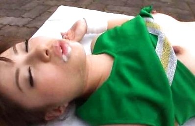 Japanese AV Model cheerleader is doggy nailed and gets sperm