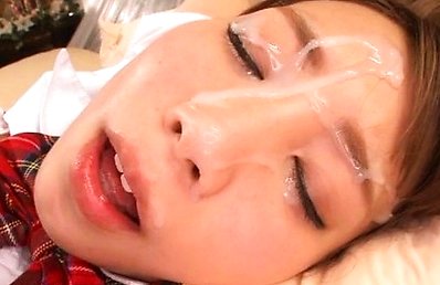 Rui Hasegawa Asian has feet in socks kissed and gets cum on face