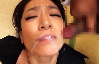 Marina Matsumoto Asian with dark nipples has mouth full of sperm